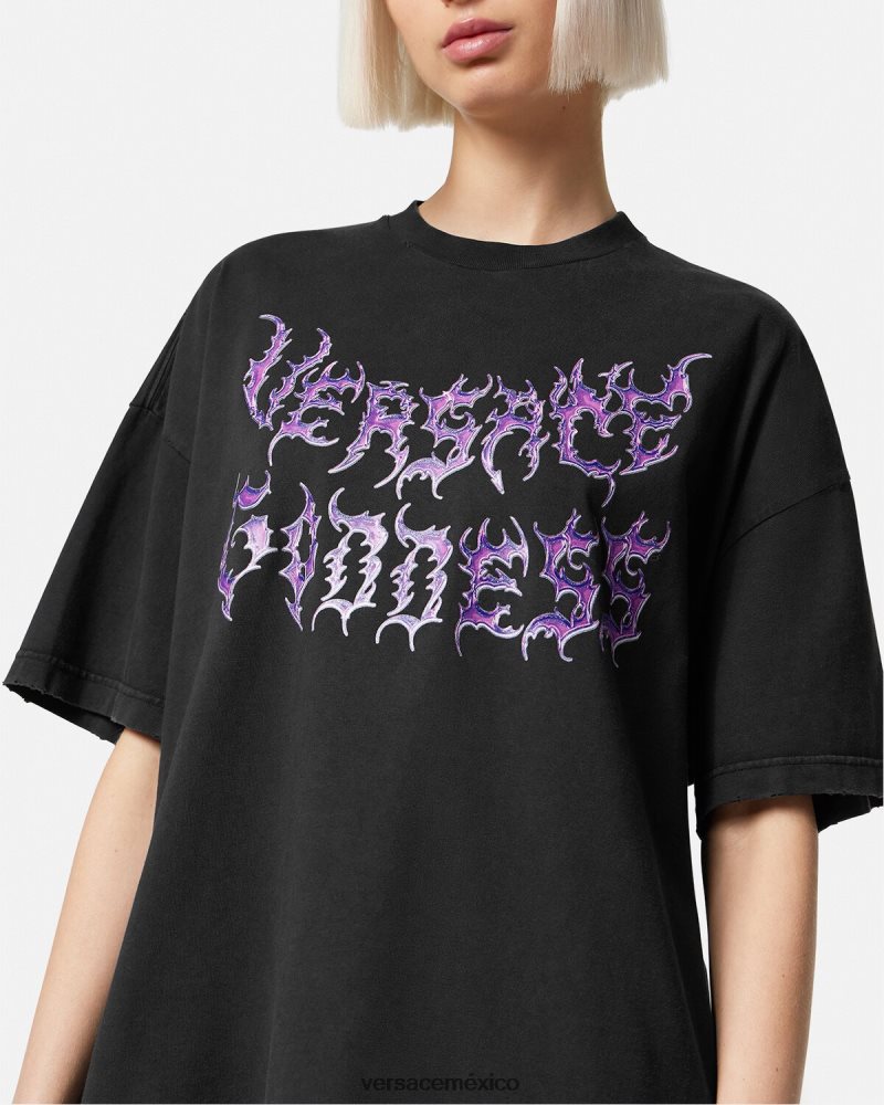 Versace camiseta extragrande de diosa negro ropa mujer 84626J150