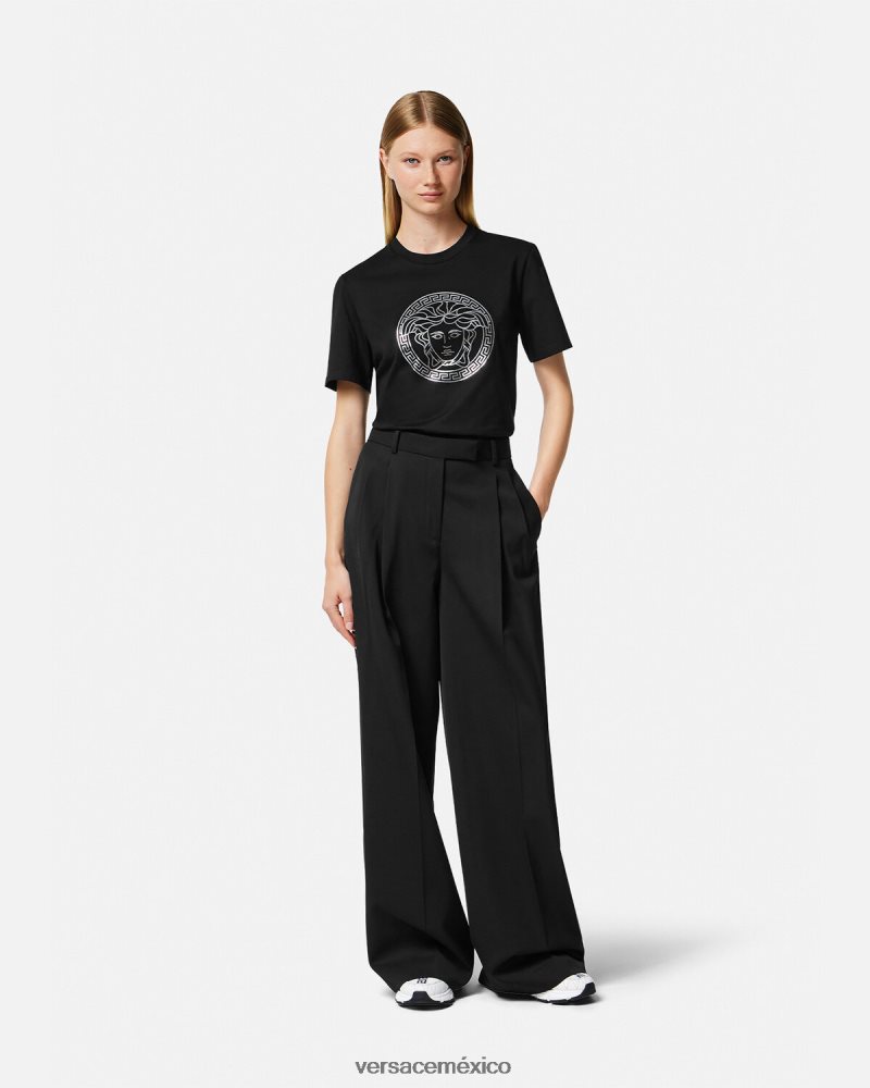 Versace camiseta medusa negro ropa mujer 84626J129