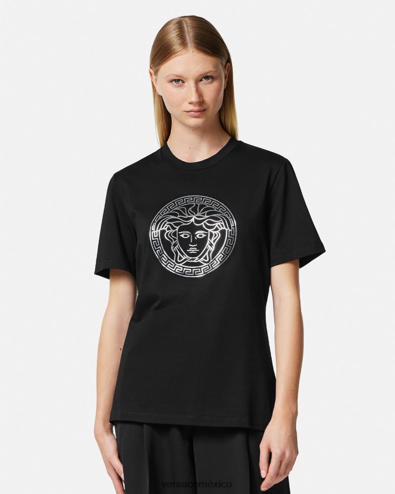 Versace camiseta medusa negro ropa mujer 84626J129