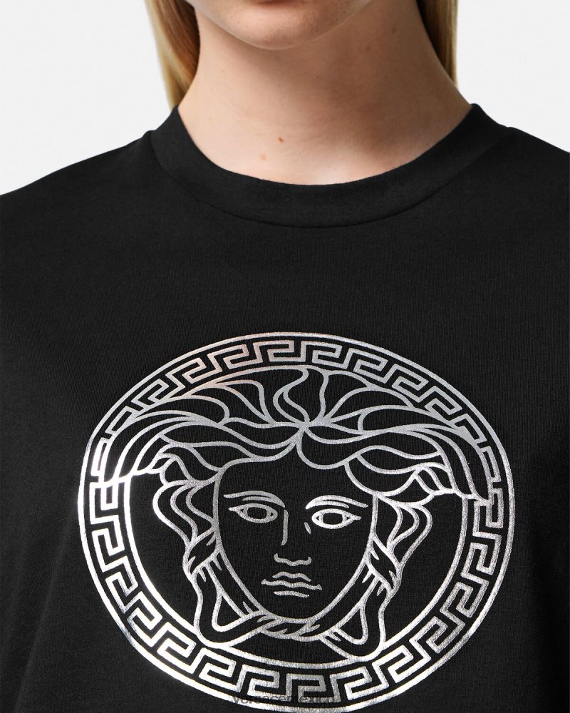 Versace camiseta medusa negro ropa mujer 84626J129