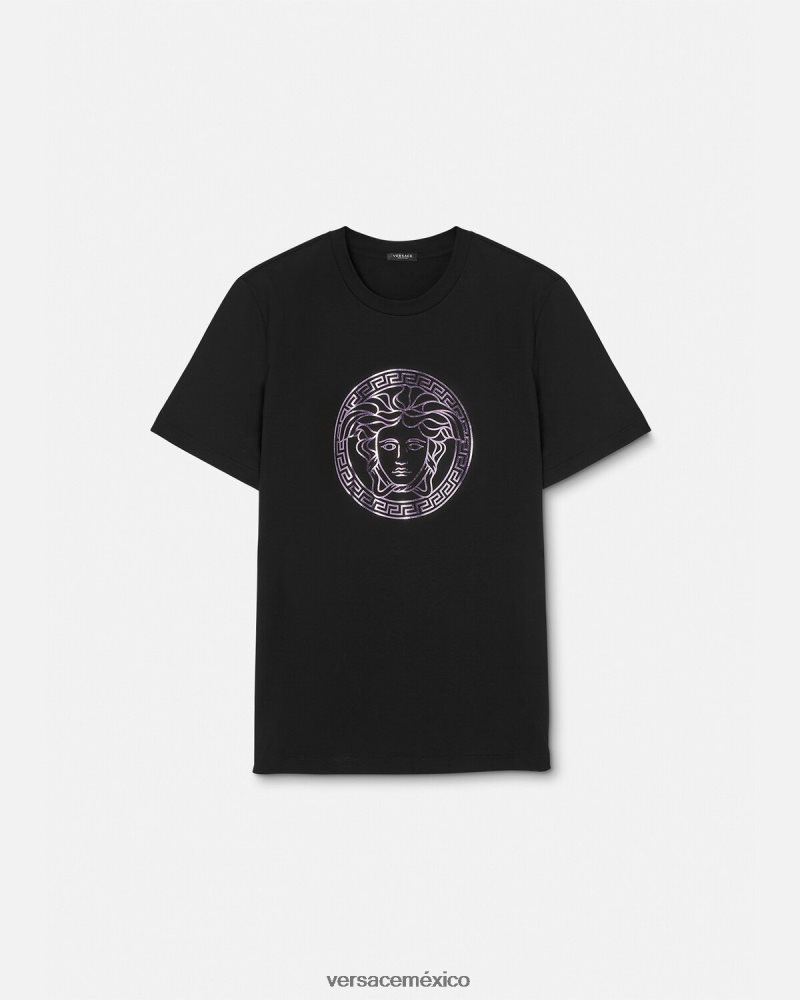 Versace camiseta medusa negro y rosa ropa mujer 84626J127