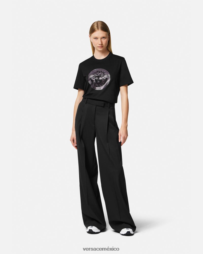 Versace camiseta medusa negro y rosa ropa mujer 84626J127
