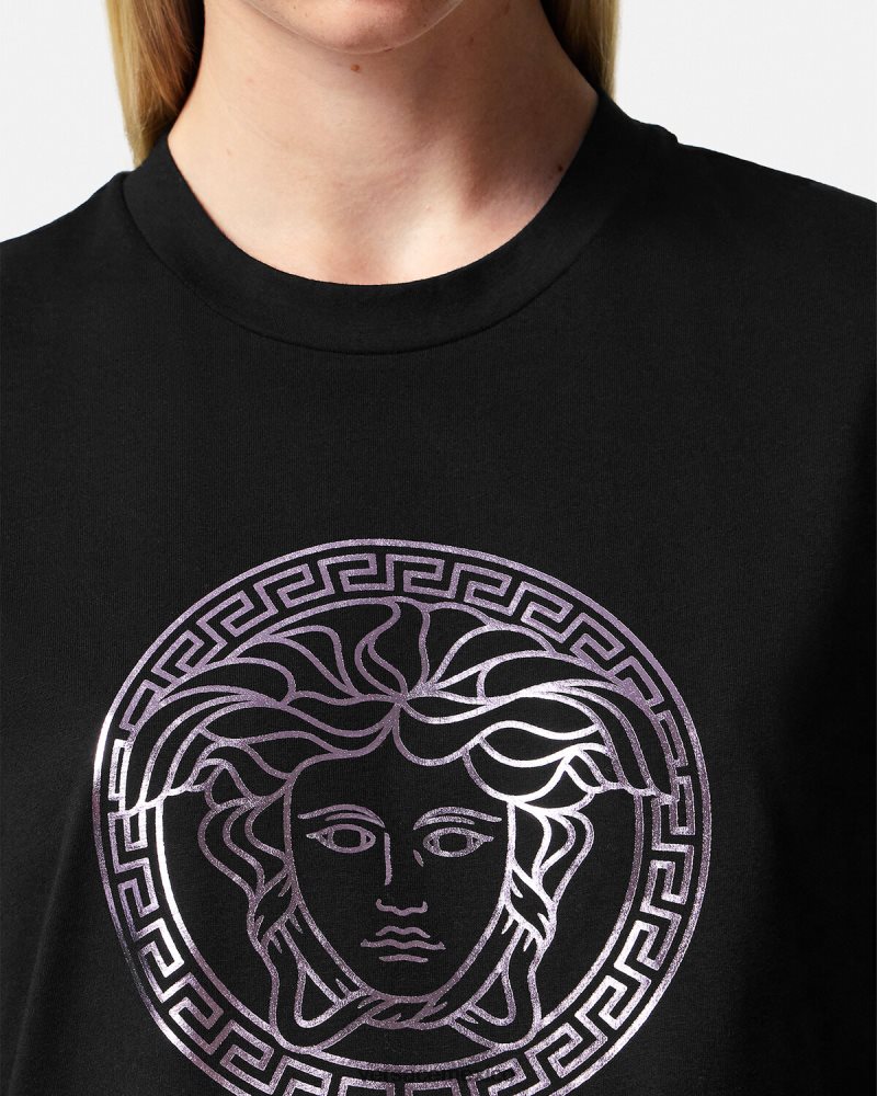 Versace camiseta medusa negro y rosa ropa mujer 84626J127