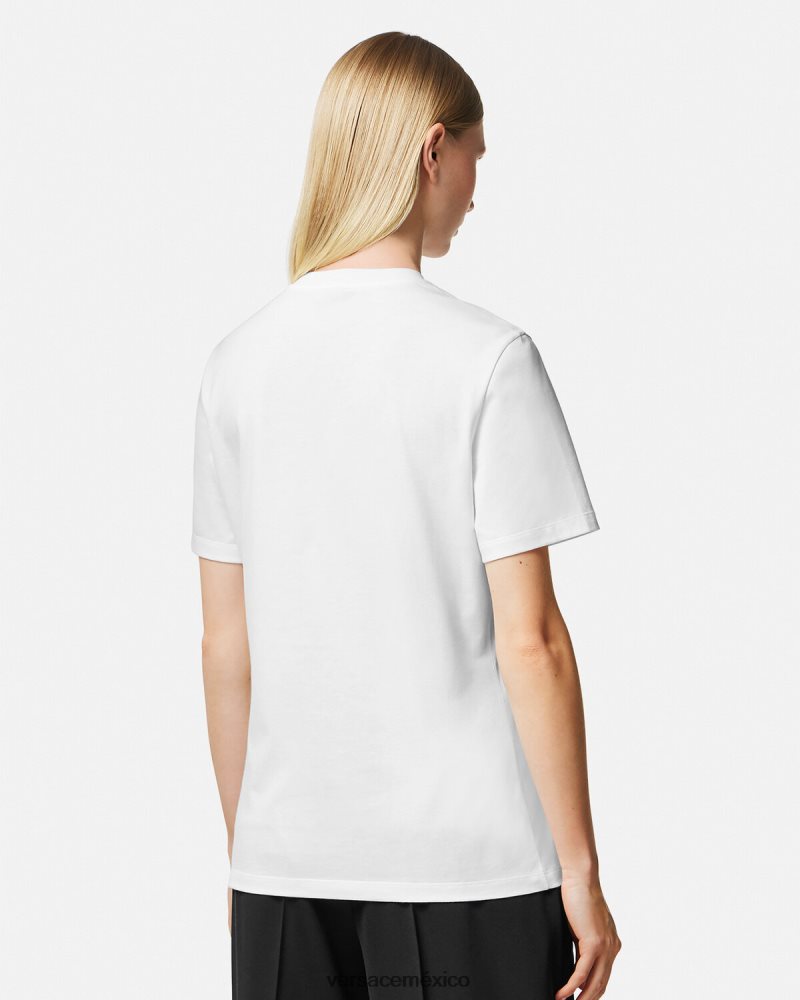 Versace camiseta medusa plata blanca ropa mujer 84626J128