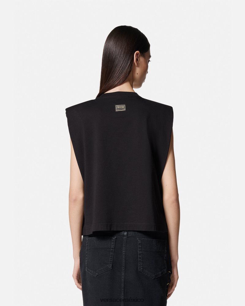 Versace camiseta sin mangas con dijes negro ropa mujer 84626J2199