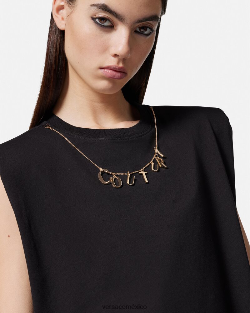 Versace camiseta sin mangas con dijes negro ropa mujer 84626J2199