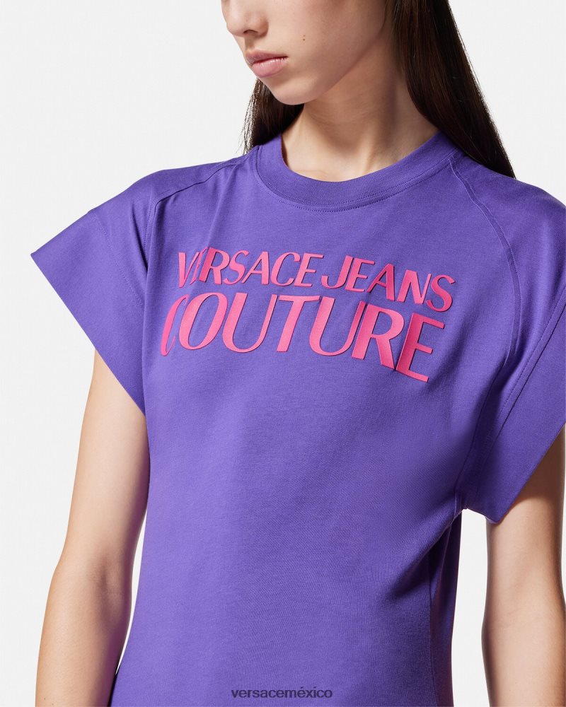 Versace camiseta tipo body con logo Violeta ropa mujer 84626J2163