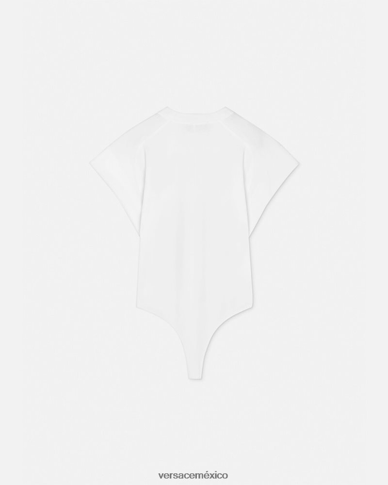 Versace camiseta tipo body con logo blanco ropa mujer 84626J2162