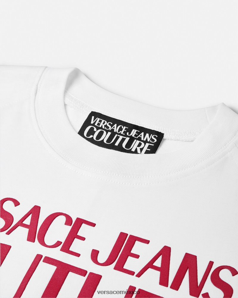 Versace camiseta tipo body con logo blanco ropa mujer 84626J2162
