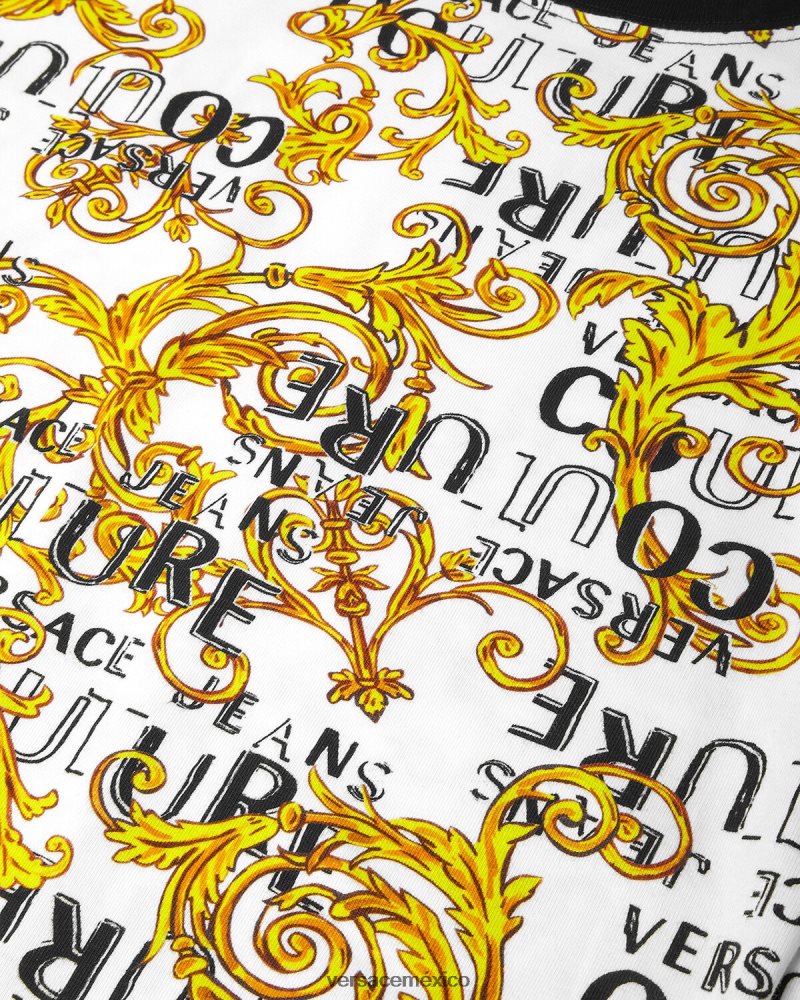 Versace camiseta tipo body de alta costura con logo oro y blanco ropa mujer 84626J2207
