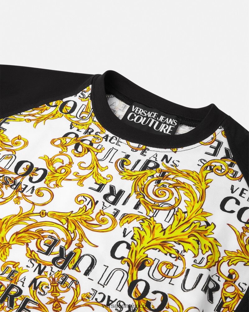 Versace camiseta tipo body de alta costura con logo oro y blanco ropa mujer 84626J2207