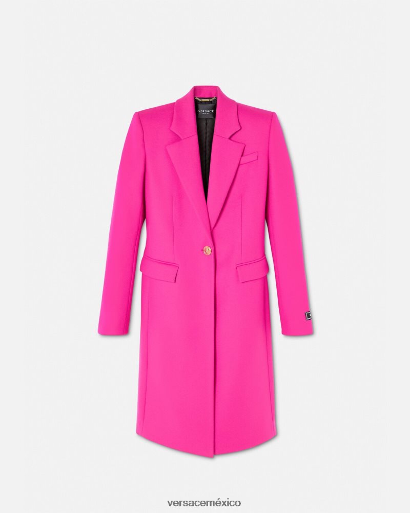 Versace abrigo largo de lana con medusa fucsia ropa mujer 84626J104