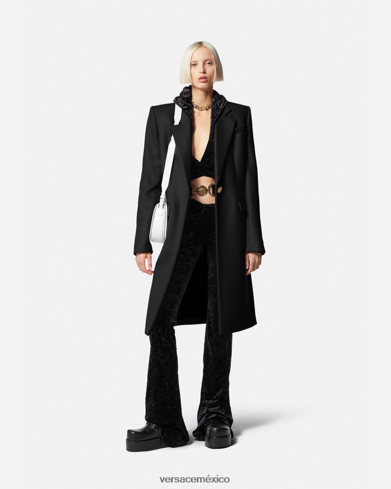 Versace abrigo largo de lana con medusa negro ropa mujer 84626J91