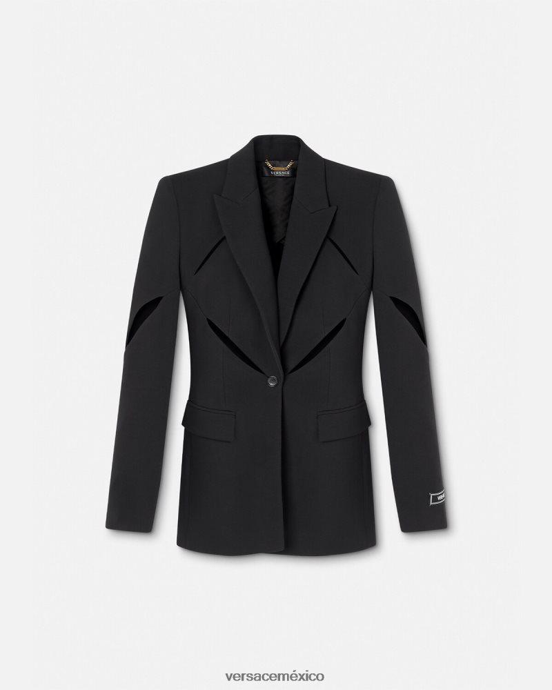 Versace blazer con cortes y botones negro ropa mujer 84626J111