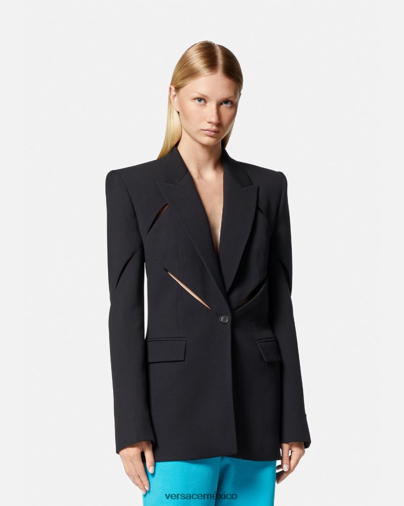 Versace blazer con cortes y botones negro ropa mujer 84626J111