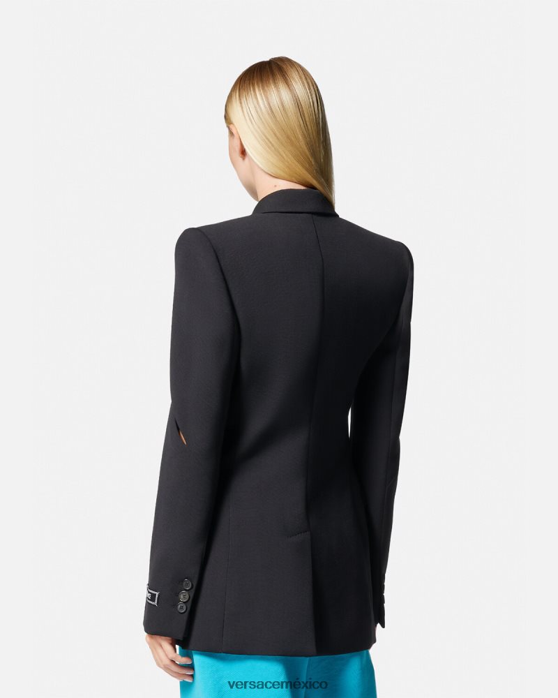 Versace blazer con cortes y botones negro ropa mujer 84626J111