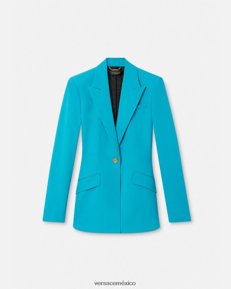 Versace blazer con medusa y botonadura sencilla azul claro ropa mujer 84626J117