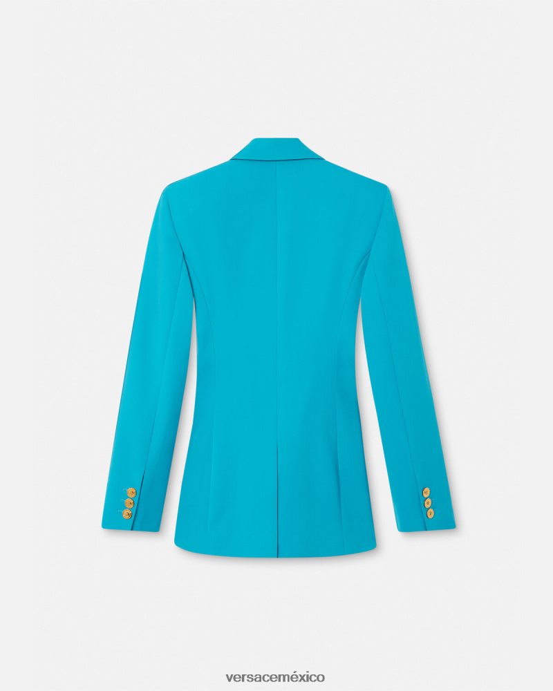Versace blazer con medusa y botonadura sencilla azul claro ropa mujer 84626J117