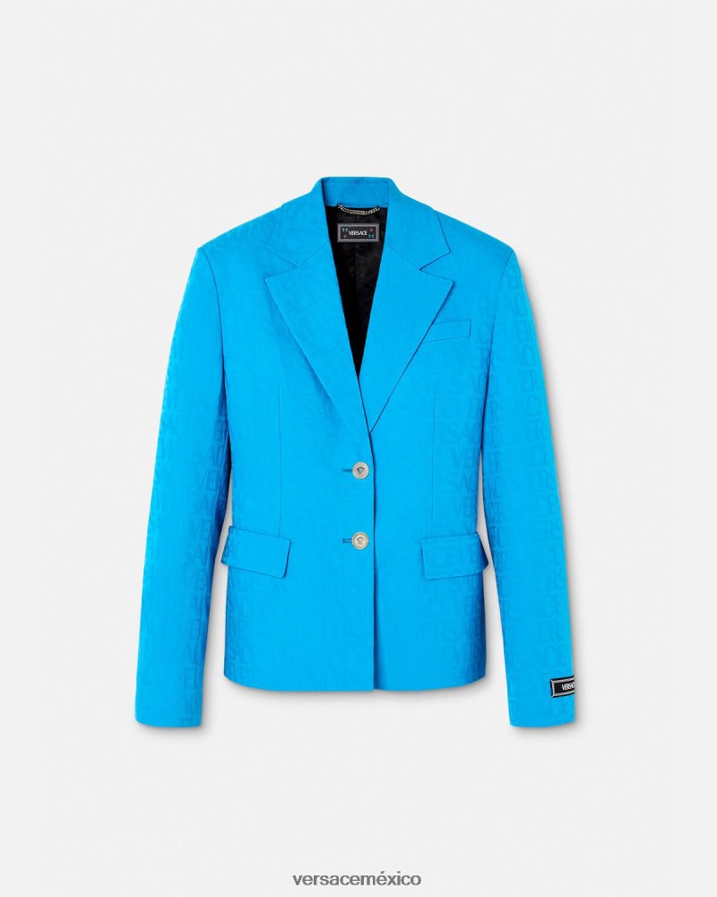 Versace blazer en jacquard integral azul ropa mujer 84626J106