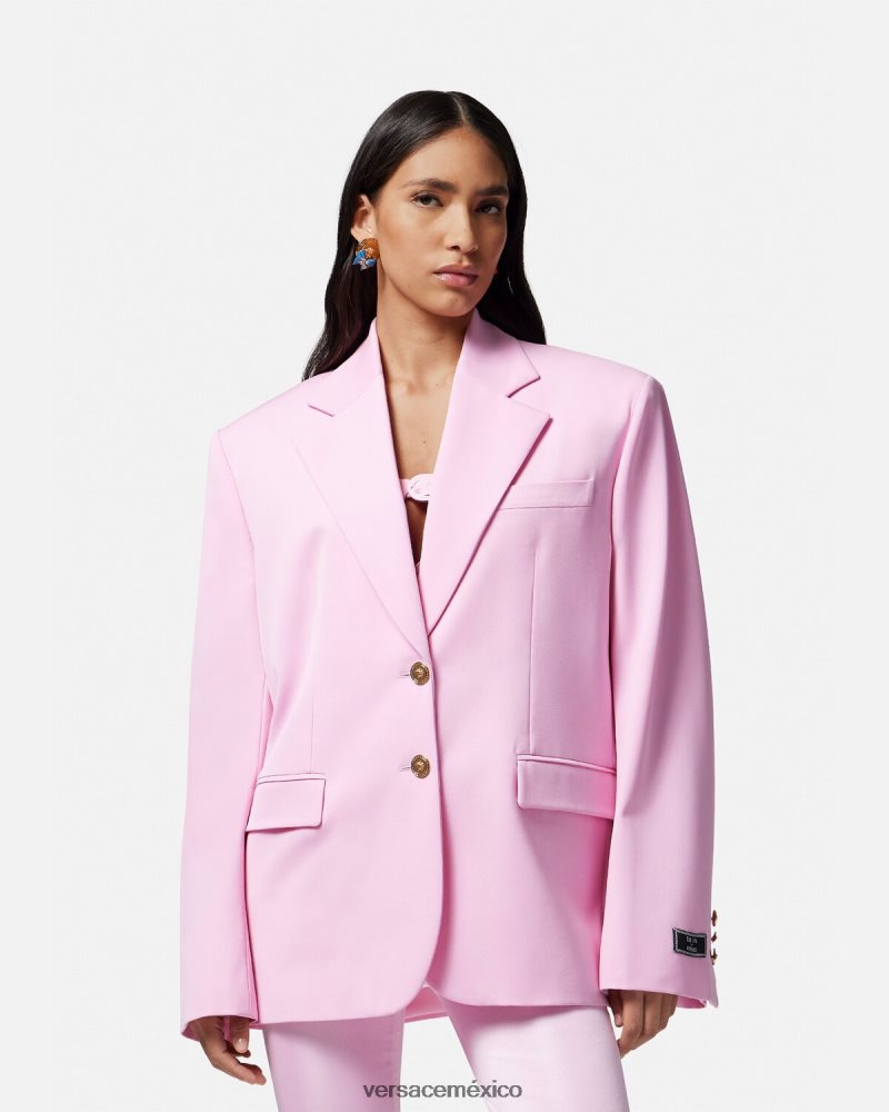 Versace blazer extragrande con medusa rosa ropa mujer 84626J105