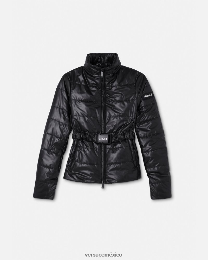 Versace chaqueta acolchada con logo negro ropa mujer 84626J94