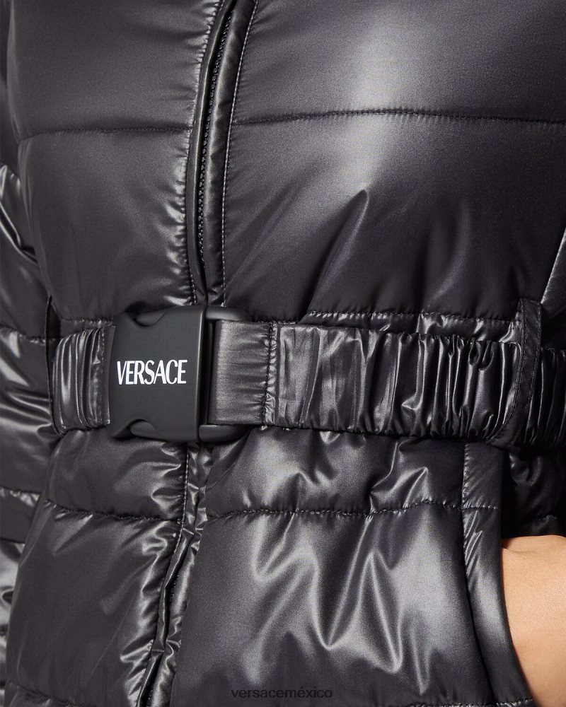 Versace chaqueta acolchada con logo negro ropa mujer 84626J94