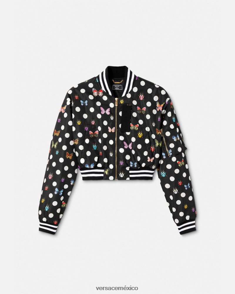 Versace chaqueta bomber corta con mariposas un color ropa mujer 84626J78