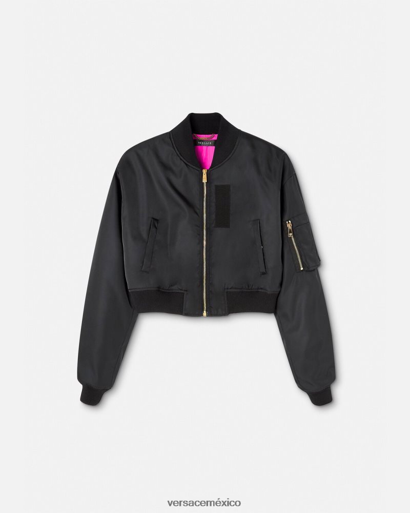 Versace chaqueta bomber corta diosa negro ropa mujer 84626J103