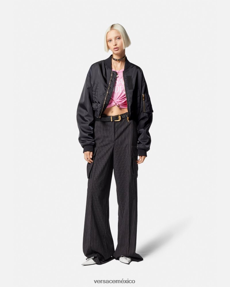 Versace chaqueta bomber corta diosa negro ropa mujer 84626J103