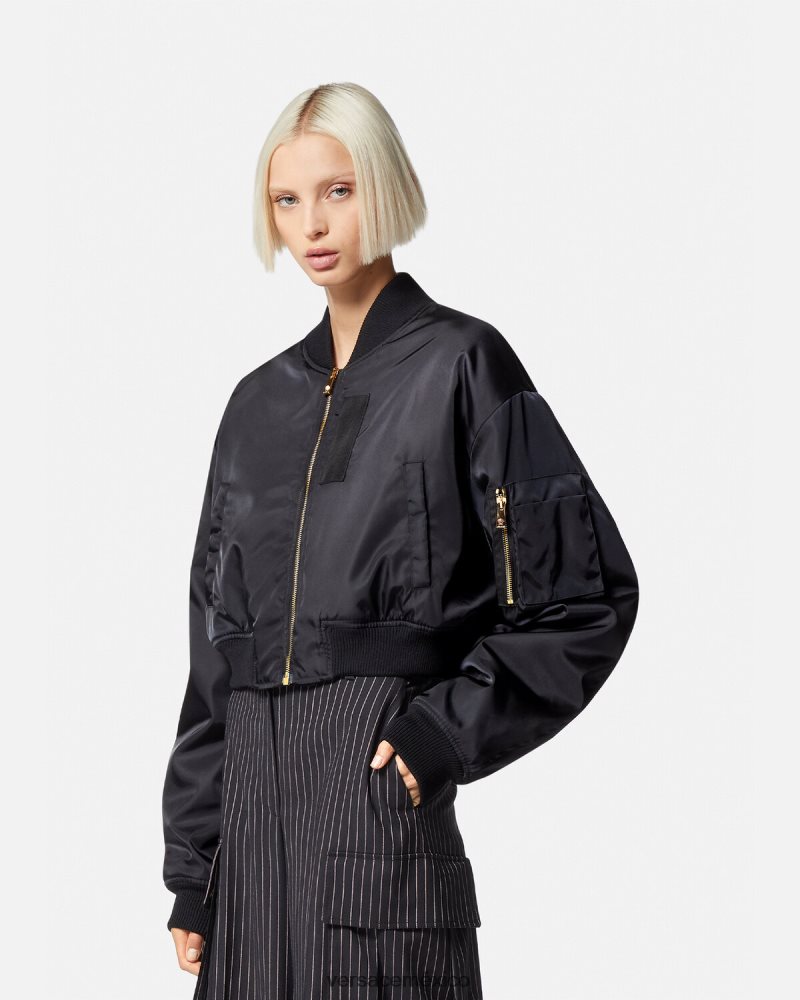 Versace chaqueta bomber corta diosa negro ropa mujer 84626J103