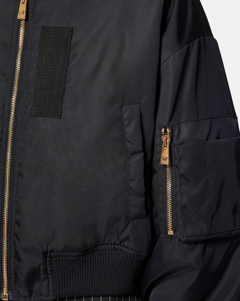 Versace chaqueta bomber corta diosa negro ropa mujer 84626J103