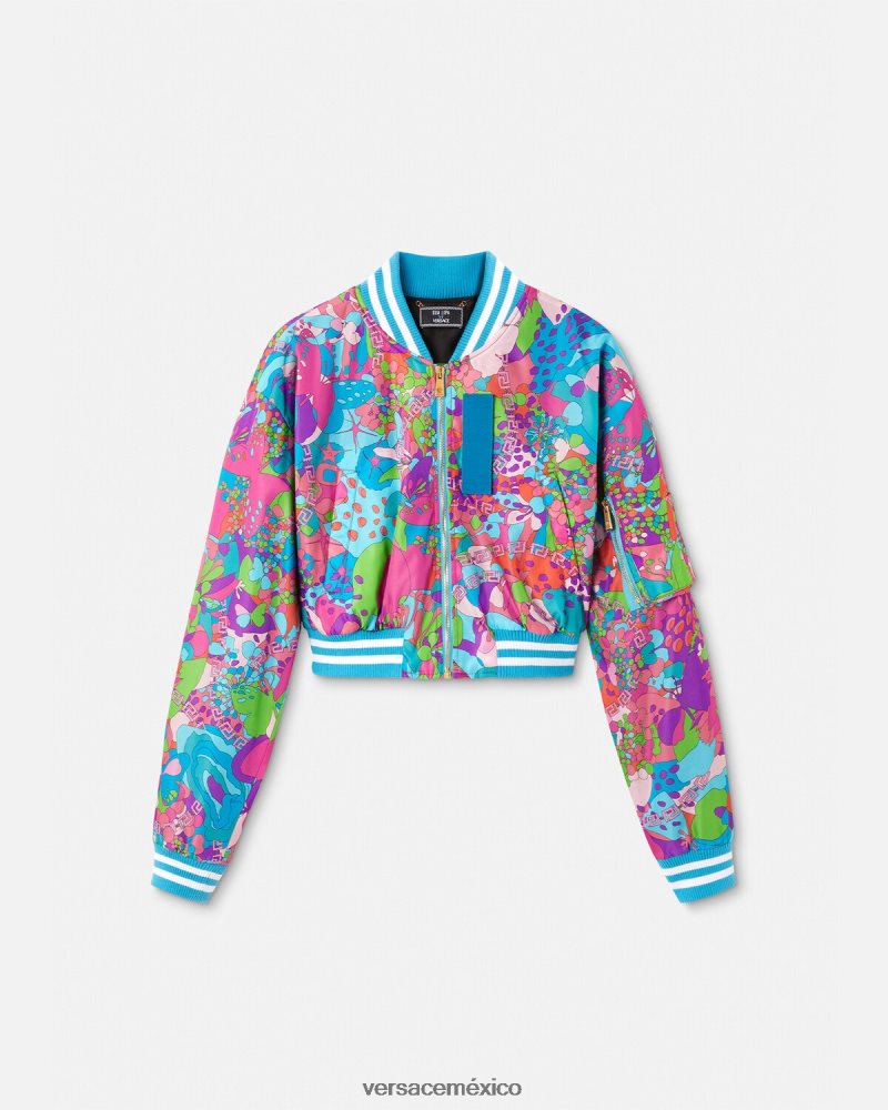 Versace chaqueta bomber corta floral de verano un color ropa mujer 84626J79