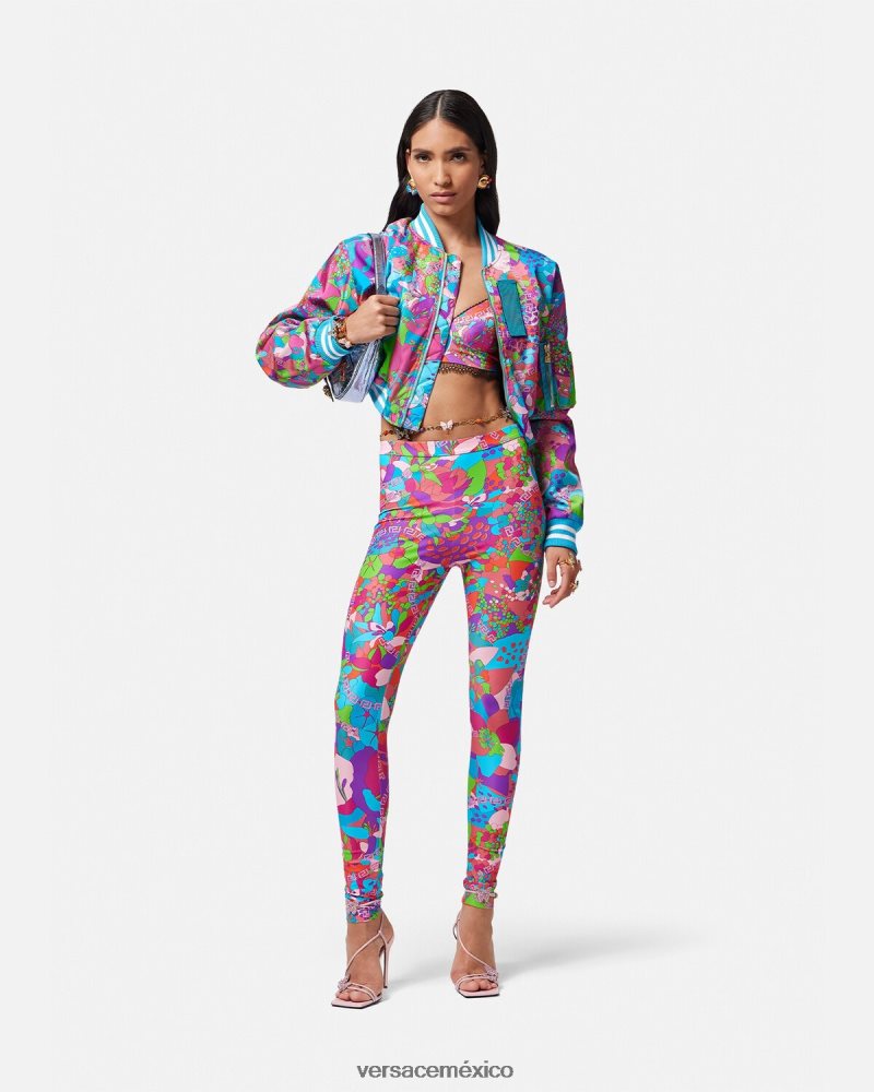 Versace chaqueta bomber corta floral de verano un color ropa mujer 84626J79