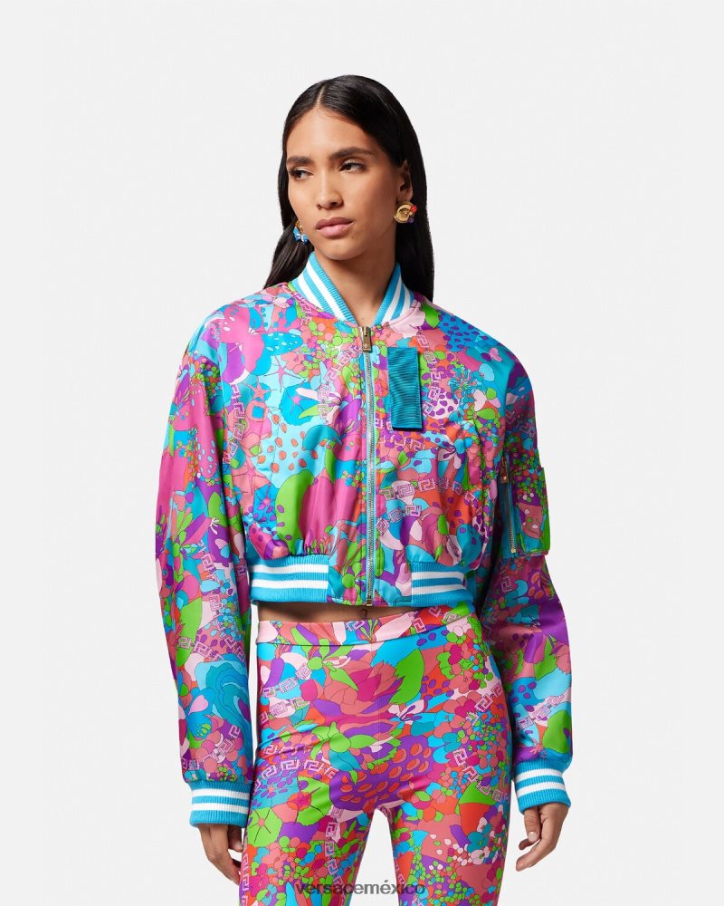 Versace chaqueta bomber corta floral de verano un color ropa mujer 84626J79