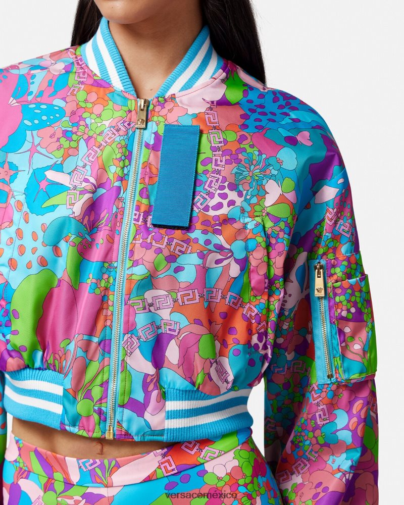 Versace chaqueta bomber corta floral de verano un color ropa mujer 84626J79