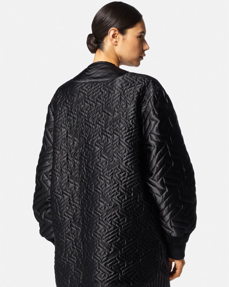 Versace chaqueta reversible con orquídeas medusa negro y estampado ropa mujer 84626J99