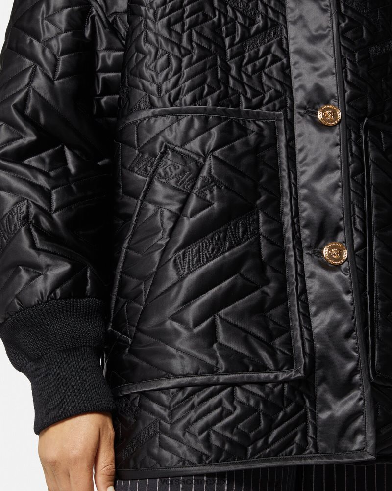 Versace chaqueta reversible con orquídeas medusa negro y estampado ropa mujer 84626J99
