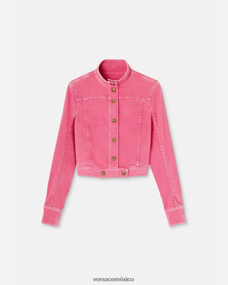 Versace chaqueta vaquera corta fucsia ropa mujer 84626J2254