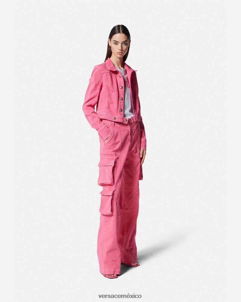 Versace chaqueta vaquera corta fucsia ropa mujer 84626J2254