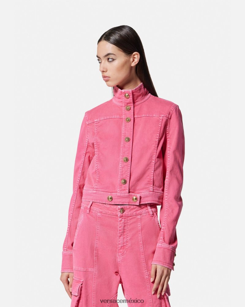 Versace chaqueta vaquera corta fucsia ropa mujer 84626J2254