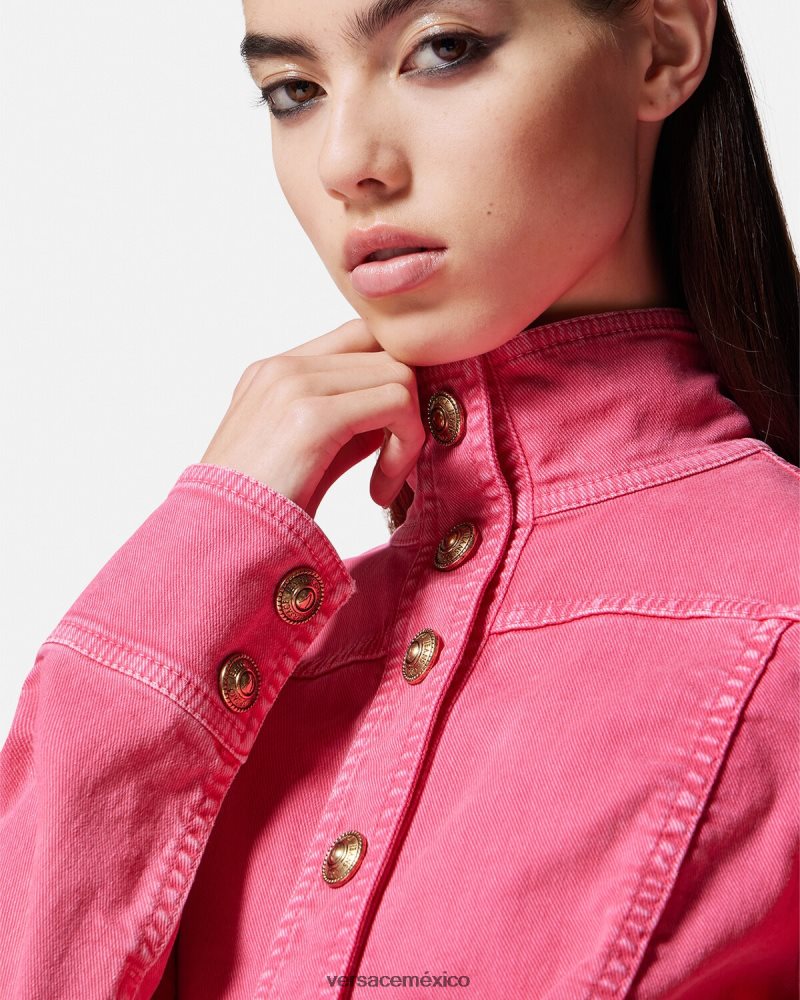 Versace chaqueta vaquera corta fucsia ropa mujer 84626J2254
