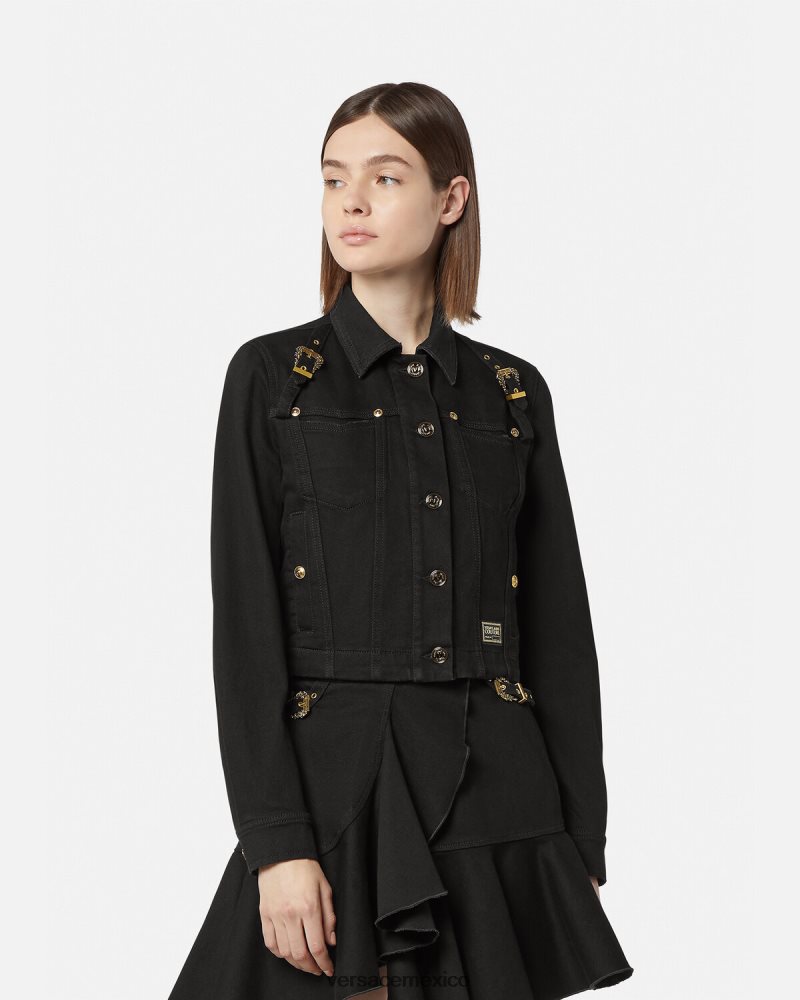 Versace costura barroca 1 chaqueta vaquera negro ropa mujer 84626J2255