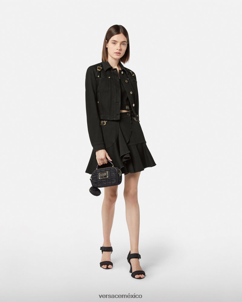 Versace costura barroca 1 chaqueta vaquera negro ropa mujer 84626J2255