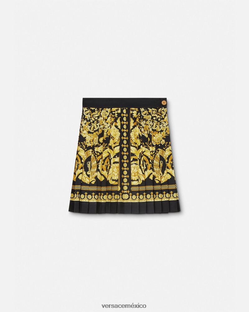 Versace falda barroca de seda plisada imprimir ropa mujer 84626J170