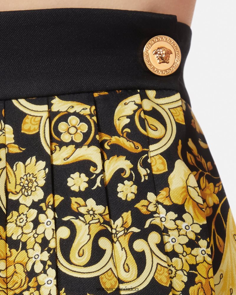 Versace falda barroca de seda plisada imprimir ropa mujer 84626J170