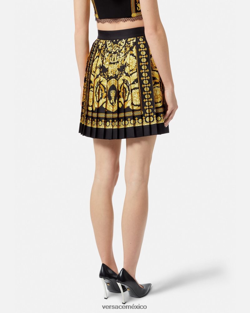 Versace falda barroca de seda plisada imprimir ropa mujer 84626J170