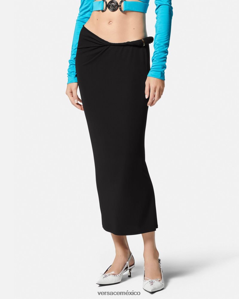 Versace falda lápiz enrollada negro ropa mujer 84626J185