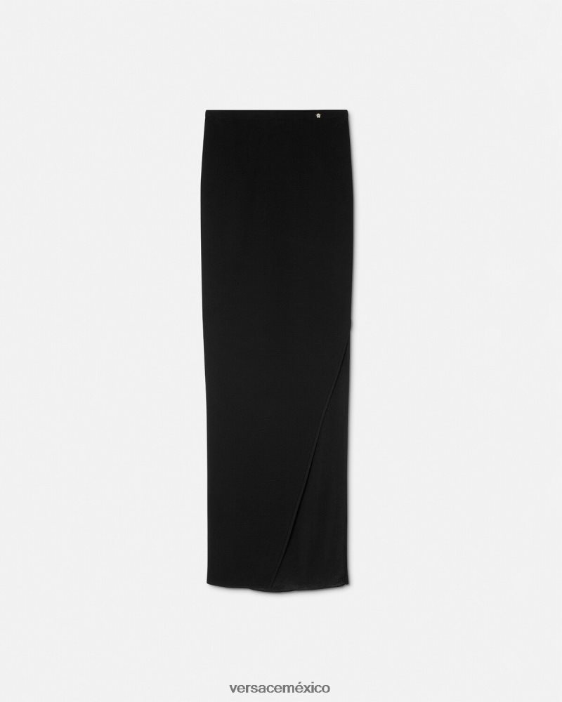 Versace falda larga de punto negro ropa mujer 84626J176