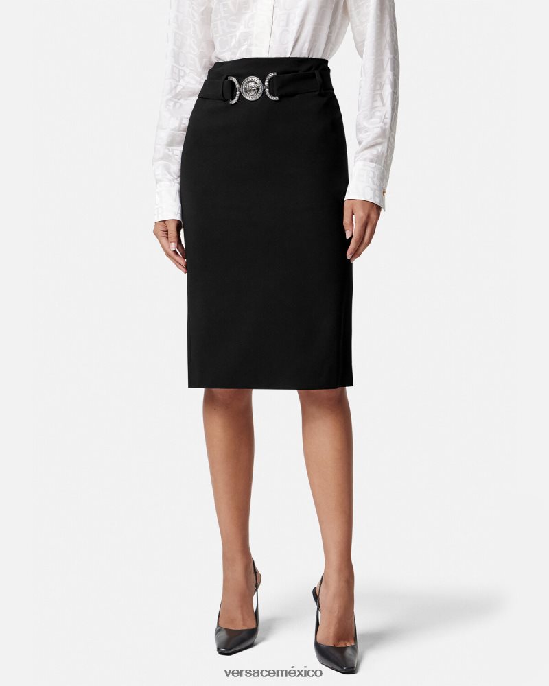 Versace falda midi con medusa '95 negro ropa mujer 84626J174