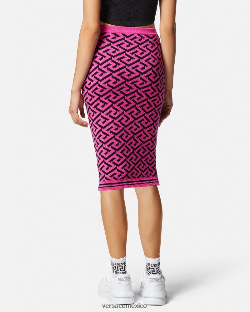 Versace falda midi de jacquard con la greca fucsia ropa mujer 84626J180